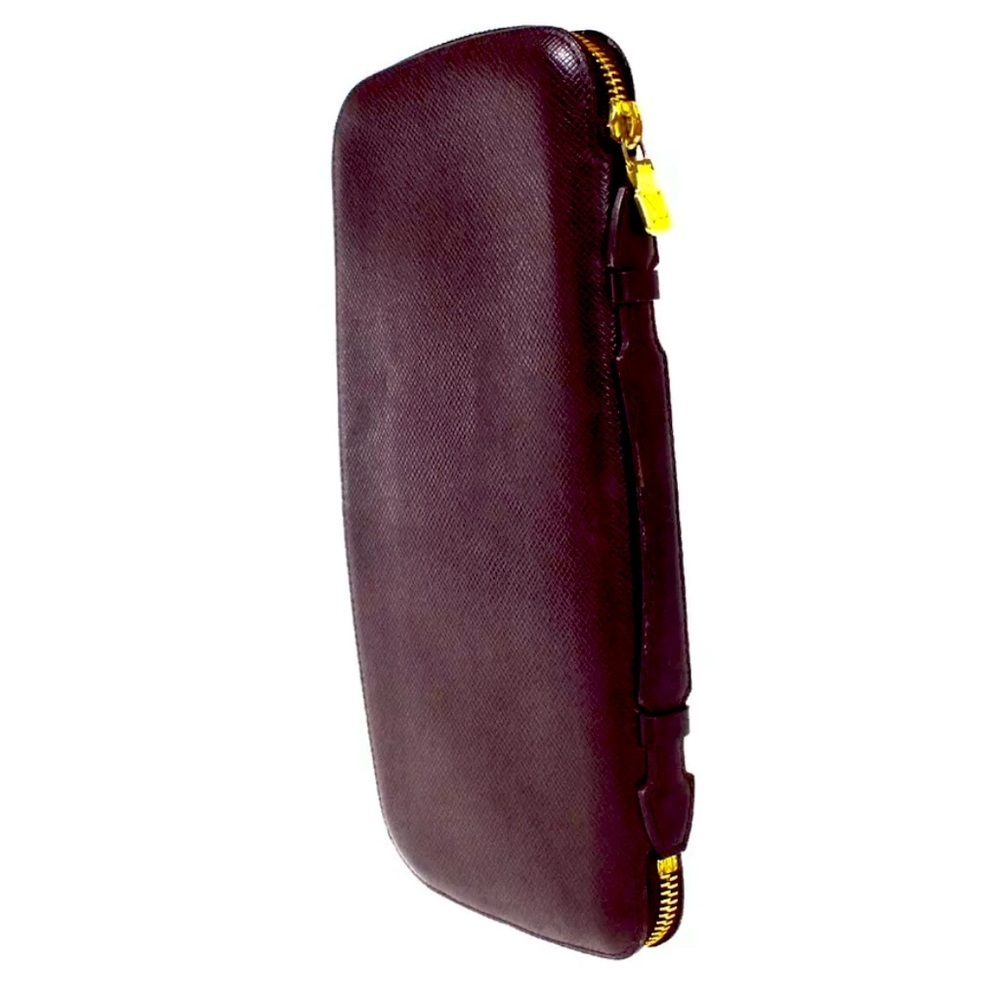 Louis Vuitton Atoll Taiga Large Travel Case Organizer Wallet Burgundy Gold LV - Picture 5 of 15